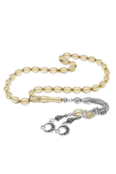 Tesbihane Μεταλλικός χάντρες προσευχής από κεχριμπάρι, διαφανές λευκό κεχριμπ...