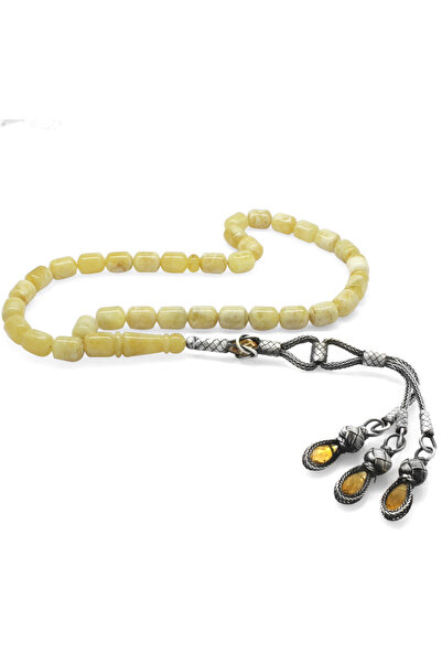 Tesbihane 1000 Ayar Gümüş Uzun Kazaz Püsküllü Kapsül Kesim King Seccer Sarı -...