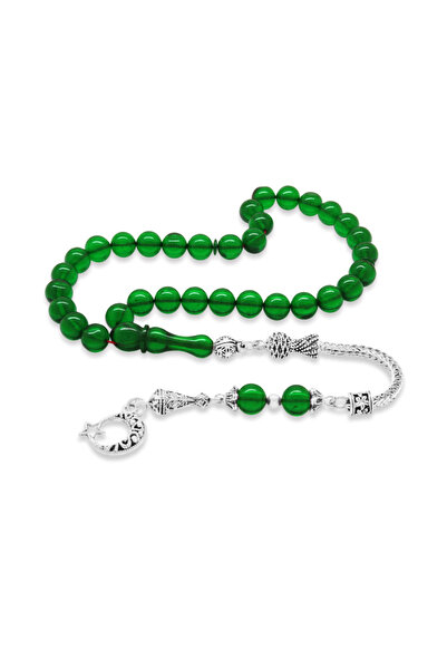 Tesbihane Ateş Kehribar Tesbih - Metal Püsküllü - Özel Hediye Kutulu - Küre K...