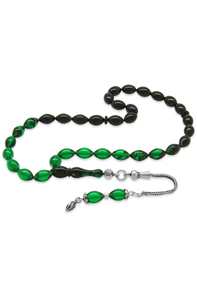 Tesbihane 925 проба срібла з бахромою, обрізка ячменю, довжина зап'ястя, зеле...