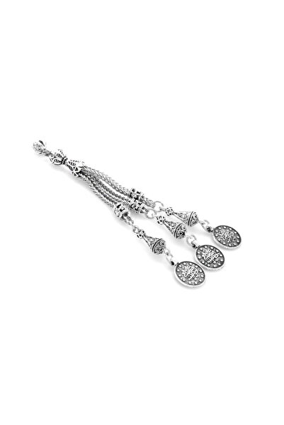 Tesbihane Mecidiye Themed Silver Color 3-Piece Whip Anti-Tarnish Metal Tassel