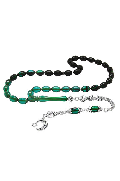 Tesbihane Ateş Kehribar Tesbih - Metal Püsküllü - Özel Hediye Kutulu - Arpa K...