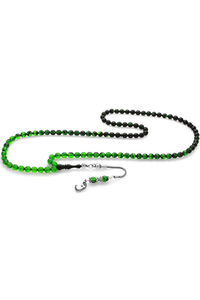 Tesbihane 925 проба срібла з бахромою, куля з вирізом, зелений, чорний, вогня...