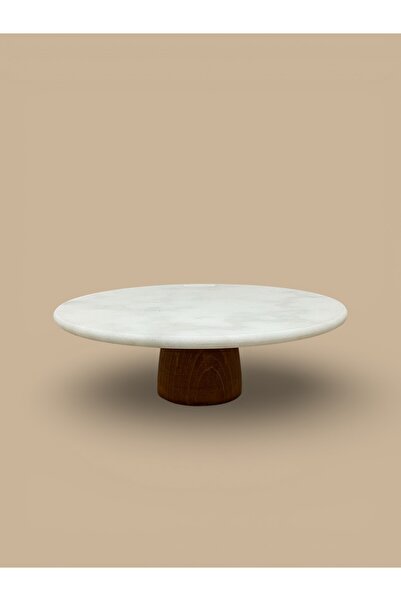 FARALYAHOME حامل كيك من الرخام الطبيعي، حامل كيك بأرجل خشبية، طبق تقديم، طبق ...