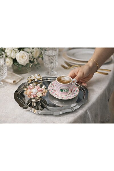 Fabrication 2-Piece Stainless Steel Oval Mini Daisy Tea Coffee Presentation P...