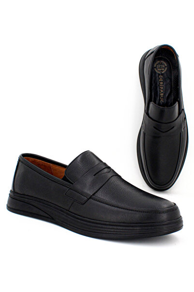 Deripabuc Genuine Leather Black Black Men's Leather Casual Shoes Mrd7-0710