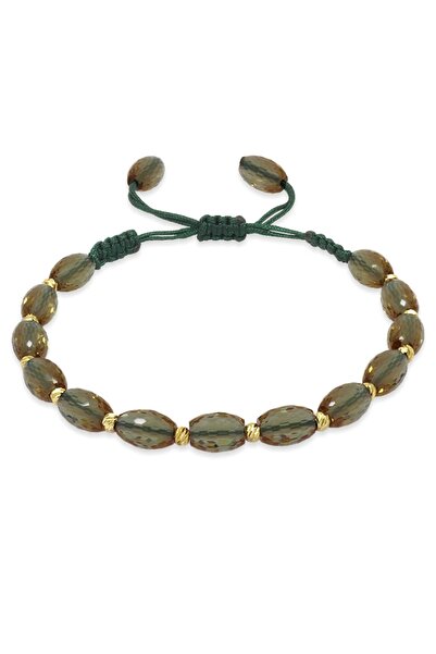 Tesbihane سوار نسائي من حجر الزولتانيت المنسوج باللون الذهبي مع كرة دوريكا مز...