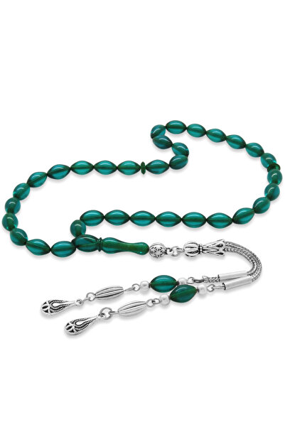 Tesbihane Κεχριμπάρι Φωτιάς - Ανθεκτικό στο Μαύρισμα με Μεταλλική Φούντα - Τυ...