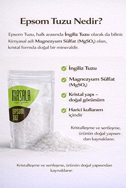 Super Gurme Masala Epsom Tuz 1 kg (İngiliz tuzu- magnezyum sülfat) magnesium sulfate