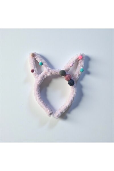 BTRENDY Kız çocuk tüylü ponponlu kedi kulak figürlü karışık renkli taç