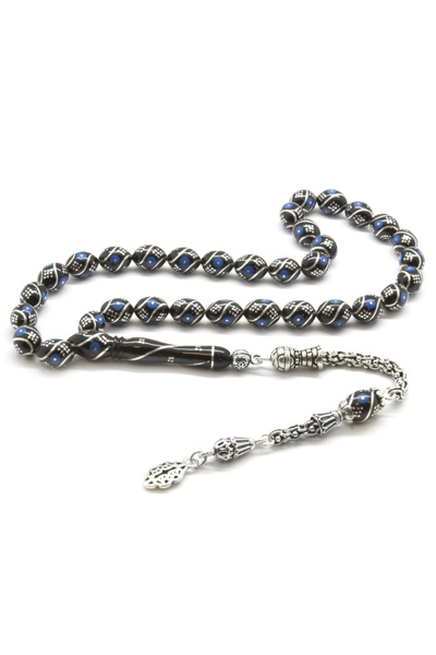 Tesbihane 925 Ayar Gümüş Arnavut Püsküllü Gümüş Firuze İşlemeli Erzurum Oltu ...