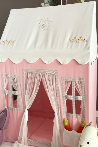 Miniden Çocuk Oyun Evi Tavşan Desenli Oyun Çadırı Oyun Alanı