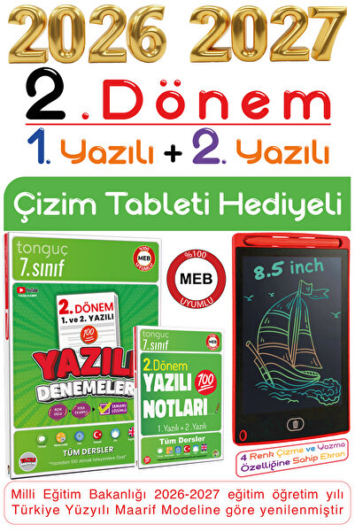 Tonguç Yayınları Tonguç 7. Sınıf 2. Dönem 1. ve 2. Yazılı Notları Tüm Dersler...