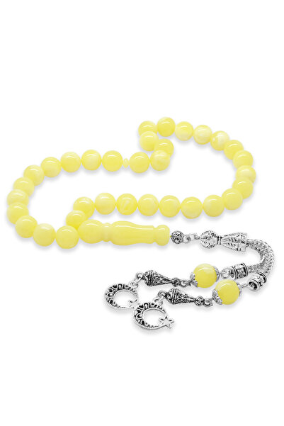 Tesbihane Непотъмняващ метален полумесец с ресни, изрязан на сфери, с жълти и...