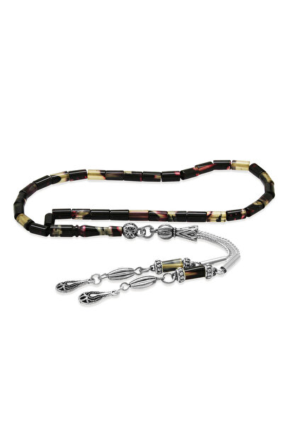 Tesbihane Μεταλλικός χάντρας προσευχής 2 τεμαχίων με φούντα, κομμένο σε κομμά...