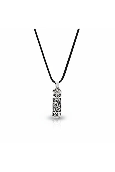 Tesbihane Nalı Şerif İşlemeli İp Zincirli 925 Ayar Gümüş Erkek Cevşen Kolye