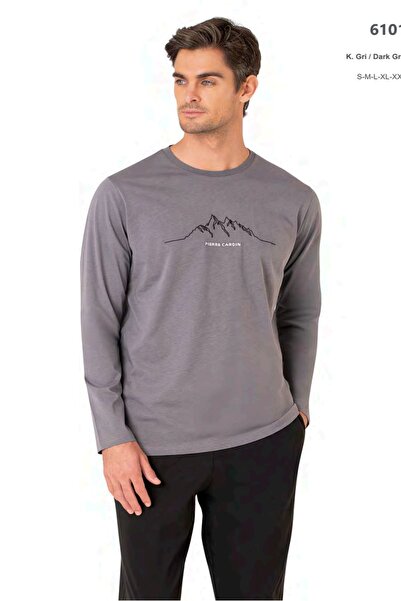 Pierre Cardin 6101 Muška pidžama sa dugim rukavima okrugla kragna - siva