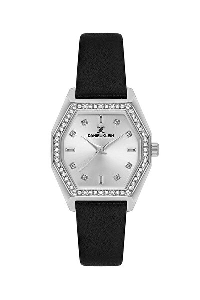 Daniel Klein ساعة جلدية سوداء فاخرة للنساء DK.1.14114-1