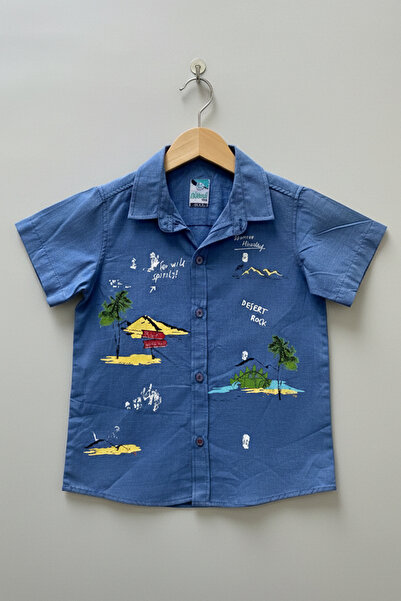 Timo Erkek Çocuk Palmiye Ada Baskı Gömlek