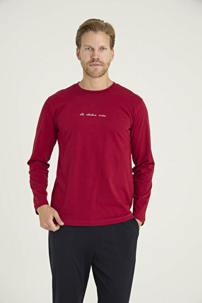 KLY bumbac 100% Set de pijamale pentru bărbați cu decolteu în formă de O Desi...