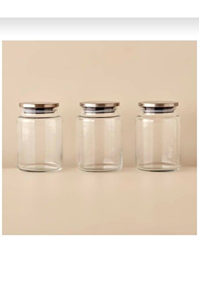 ÖZ HOME 3-Piece Vacuum Glass Jar Set with Metal Lids 900 ml