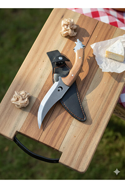 MERTCAN KNİFE Ay Yıldız İşlemeli Piknik ve Doğa Mutfak Bıçağı - Ekmek Meyve G...