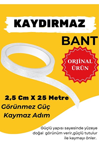 OSSOFOL 2,5 CM X 25 METRE Şeffaf Kaydırmaz Bant – Merdiven ve Islak Zemin İçi...