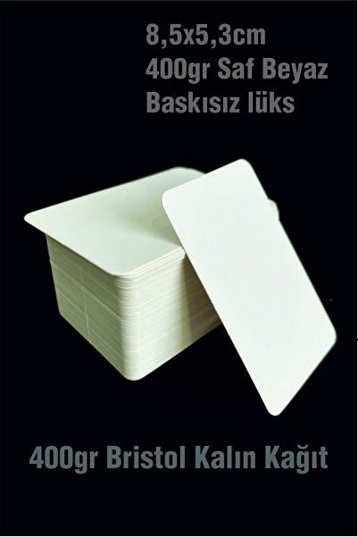Örün Matbaa 100 Adet 400 gr Oval Kesim Saf Beyaz Baskısız Kart 5,3x8,5 Cm Boş...