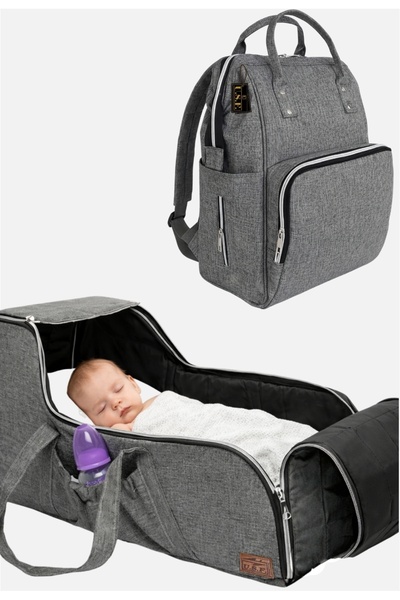 USF حقيبة رعاية الطفل باللون الرمادي + سرير محمول، حاملة أطفال، طقم عربة أطفا...