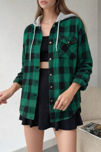 MAMAYAGA Kadın Desenli Renkli Oduncu Oversize Bol ve Geniş Kalıp Casual Çift ...