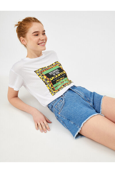 Koton Γυναικείο T-Shirt με στάμπα λαιμόκοψη