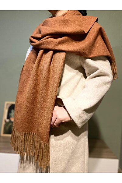 bazin Yumuşak Düz Orijinal Kaşmir Atkı- Kashmir Omuz Şalı 190x65