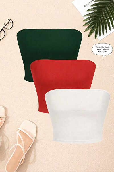 Olyssia Γυναικείο Crop Top σε συσκευασία 3 τεμαχίων χωρίς στράπλες – Κομψή μπ...