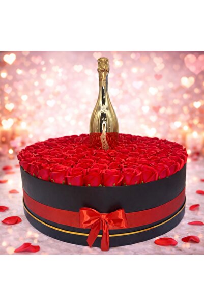 velve Aranjament floral Eternal Love,cutie rotunda cu 135 trandafiri de sapun...