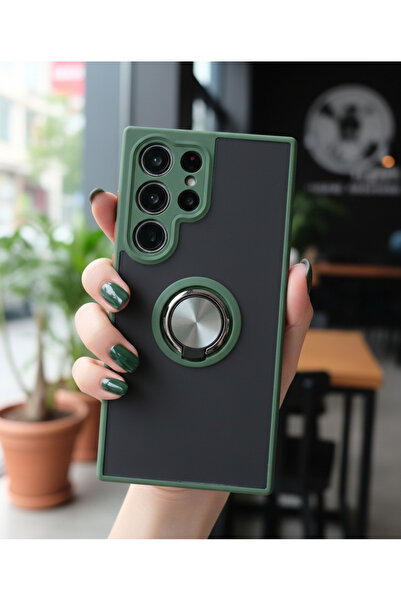 Hatreds Samsung Galaxy S24 Ultra İçin Kamera Korumalı Yüzüklü Kılıf - Leke Tu...