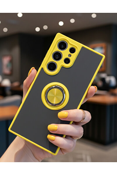 Hatreds Samsung Galaxy S24 Ultra İçin Kamera Korumalı Yüzüklü Kılıf - Leke Tu...