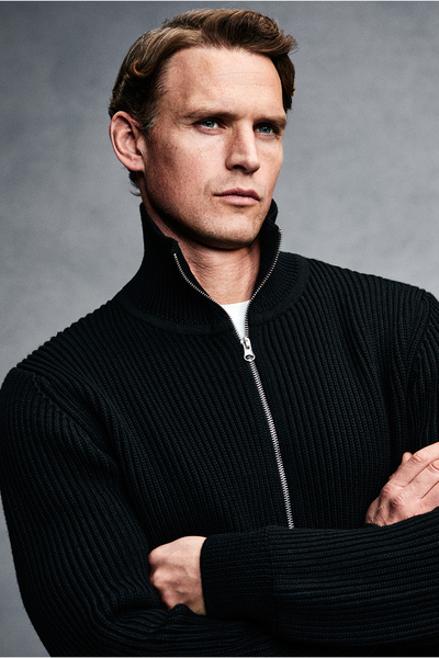 Abdullah Kiğılı Mock Neck Waterproof Pocket Wool Zippered Knitwear Cardigan