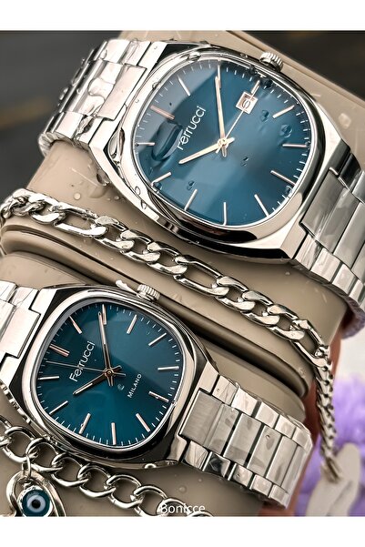 Ferrucci Marka Siyah Renk Fonksiyonları Aktif Sevgili Çift Kol Saatleri + Bil...