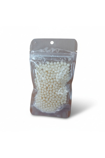 hediyehobihersey Beyaz Festival Boncuk Şeker 50Gr Yumuşak Yenilebilir
