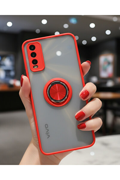 Hatreds Vivo Y11S İçin Kamera Korumalı Yüzüklü Kılıf - Leke Tutmaz Mat ve Day...