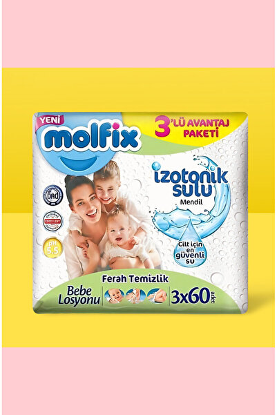 İkizler Molfix İzotonik Sulu Islak Mendil Islak Havlu 3 x 60 Yaprak (3'lü Paket)