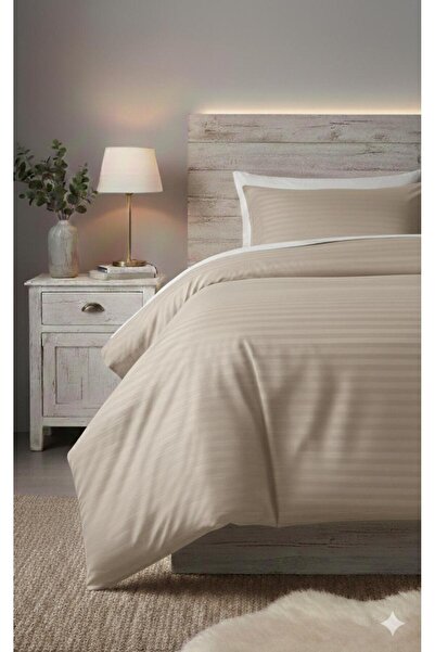 Alisy Home Premium Vertical Striped Satin Duvet Cover Set