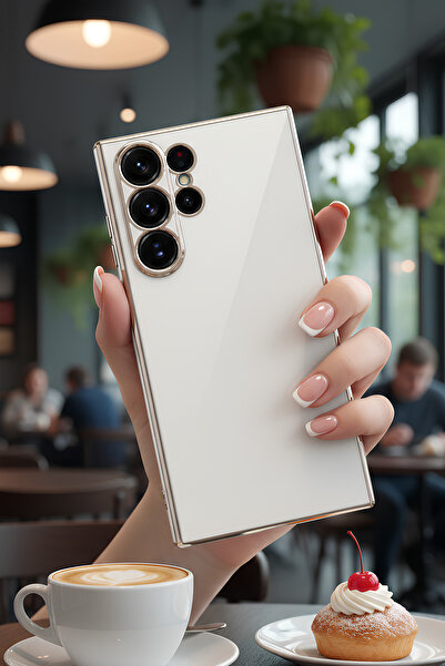 AQUA AKSESUAR Samsung Galaxy S23 Ultra Uyumlu Parlak Altın Kenarlı Kamera Kor...