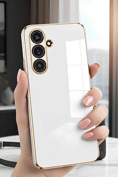 Hatreds Samsung Galaxy A36 Kılıf Parlak Altın Kenarlı Kamera Korumalı Dayanık...