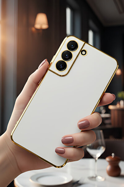AQUA AKSESUAR Samsung Galaxy S21 FE Uyumlu Parlak Altın Kenarlı Kamera Koruma...