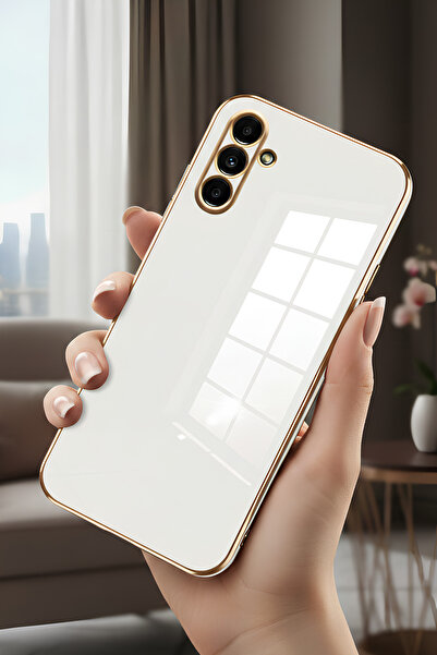 AQUA AKSESUAR Samsung Galaxy A25 5G Uyumlu Parlak Altın Kenarlı Kamera Koruma...