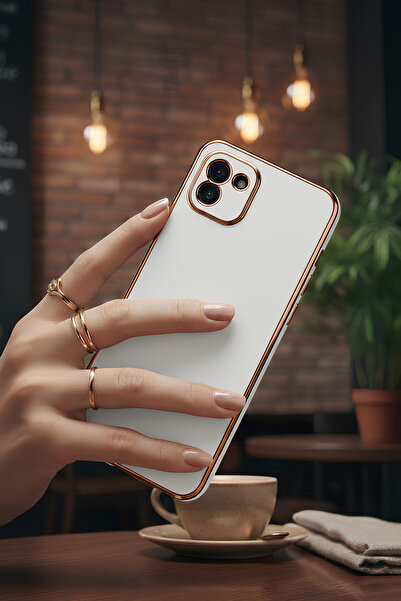 AQUA AKSESUAR Samsung Galaxy A03 Uyumlu Parlak Altın Kenarlı Kamera Korumalı ...