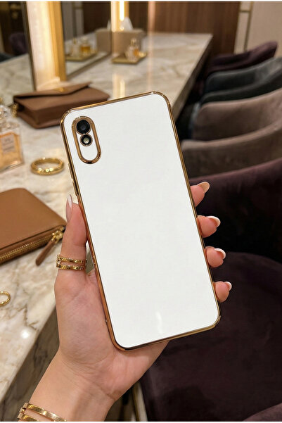AQUA AKSESUAR Xiaomi Redmi 9A Uyumlu Parlak Altın Kenarlı Kamera Korumalı Day...