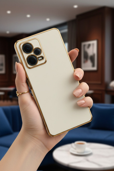 AQUA AKSESUAR Xiaomi Redmi Note 12 Pro Plus Uyumlu Parlak Altın Kenarlı Kamer...