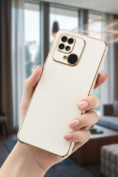 AQUA AKSESUAR Xiaomi Redmi 10C Uyumlu Parlak Altın Kenarlı Kamera Korumalı Da...